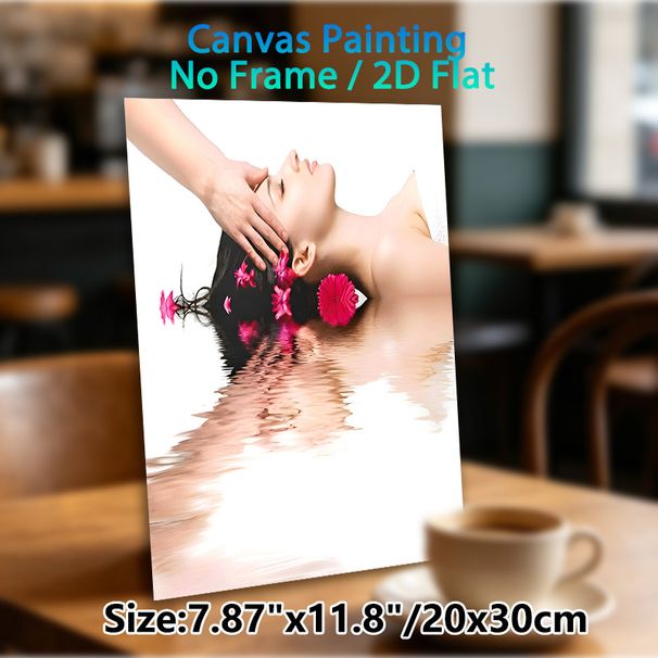 SPA Massage Painting Poster, Soft-toned Serene Spa Scene With Pink Blooms & Water Reflection Poster, Calming Visual Decor Ideal For Spa Salon, Bedroom_maomaolike.com