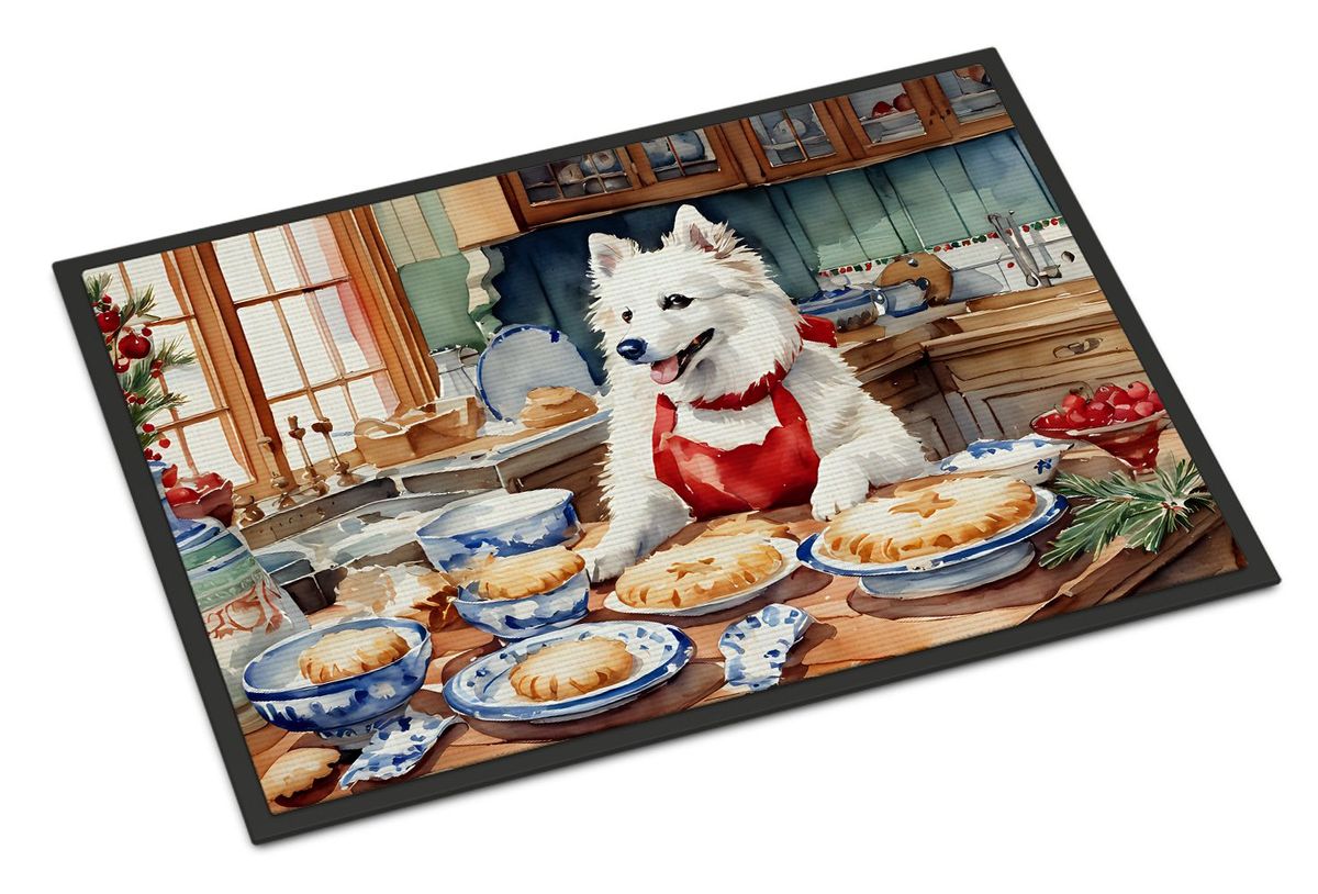 American Eskimo Christmas Cookies Doormat Front Door Mat Indoor Outdoor Rugs For Entryway, Non Slip Washable Low Pile, 24H X 36W_maomaolike.com