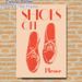 Shoes Off Reminder Painting Poster, Minimalist Retro Red Shoe Graphic Poster, Polite Entry Prompt Ideal For Home Entryways, Hallways_maomaolike.com
