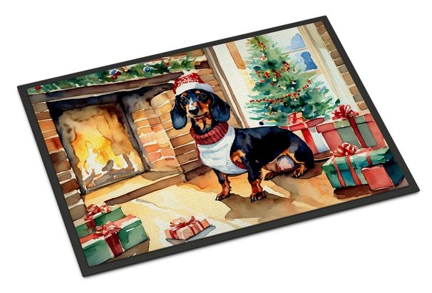 Dachshund Cozy Christmas Doormat Front Door Mat Indoor Outdoor Rugs For Entryway, Non Slip Washable Low Pile, 24H X 36W_maomaolike.com