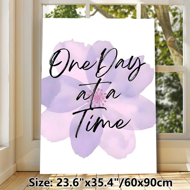 Inspirational Quote Floral Painting Poster, Soft Watercolor-style Light Purple Flower Poster, Warm Encouraging Decor For Bedroom, Living Room And_maomaolike.com