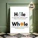Homophone "Hole & Whole" Educational Painting Poster, Clear Minimalist Typographic & Illustrative Poster, Aids In Distinguishing Confusing Homophones_maomaolike.com