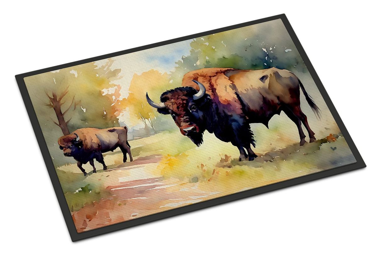 Wood Bison Doormat Front Door Mat Indoor Outdoor Rugs For Entryway, Non Slip Washable Low Pile, 24H X 36W_maomaolike.com