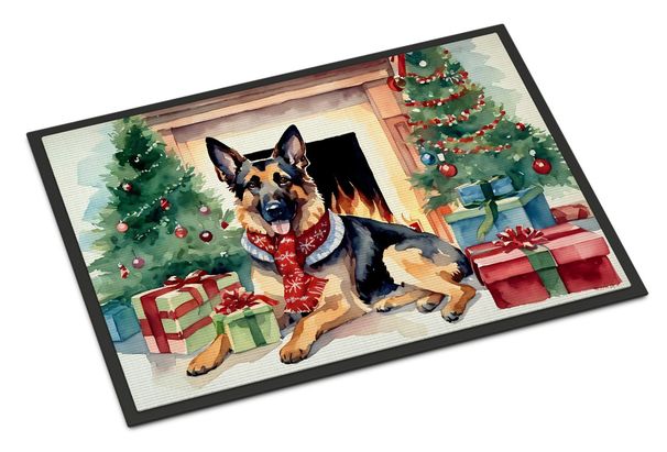 German Shepherd Cozy Christmas Doormat Front Door Mat Indoor Outdoor Rugs For Entryway, Non Slip Washable Low Pile, 24H X 36W_maomaolike.com