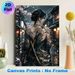 Japanese Female Samurai Painting Poster, Mysterious Dark-toned Anime Style Poster, Artistic Design Featuring Tattooed Warrior, Dual Katanas & Rainy_maomaolike.com