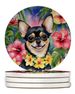 Chihuahua Luau Large Sandstone Coasters Pack Of 4 Absorbent Round Coasters Decor Gifts For Men Or Women, 4 In, Multicolor_maomaolike.com