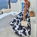 Women's Clothing Fashion Temperament Printed Midi-length Half-length Top and Skirt Two-piece Set_maomaolike.com