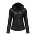 Hooded leather jacket two-piece set can remove oversize leather jacket female PU washed leather_maomaolike.com