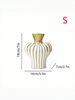 Striped Color Block Ceramic Vase For Elegant Floral Arrangements, Ideal For Entryway, Living Room & Balcony Decor, Versatile Home Accent_maomaolike.com