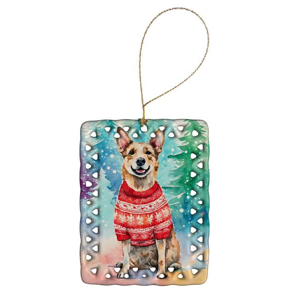 Australian Cattle Dog Christmas Porcelain Ornament Christmas Tree Hanging Decorations For Home Christmas Holiday, Rectangle, Gift, Multicolor_maomaolike.com