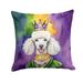 White Poodle King Of Mardi Gras Throw Pillow Machine Washable, Indoor Outdoor Decorative Pillow For Couch, Bed Or Patio, 14Hx14W_maomaolike.com