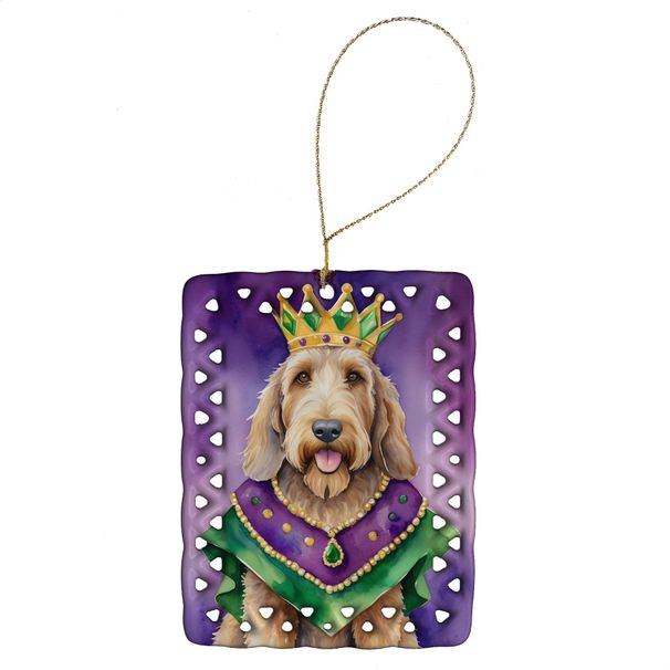 Otterhound King Of Mardi Gras Porcelain Ornament Christmas Tree Hanging Decorations For Home Christmas Holiday, Rectangle, Gift, Multicolor_maomaolike.com