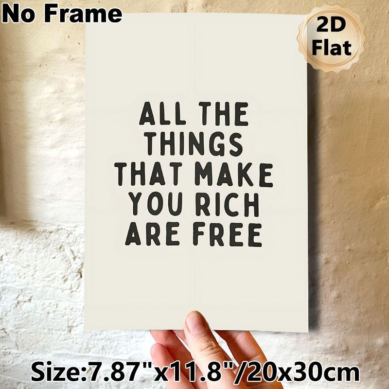 Inspirational Quote Painting Poster, Minimalist Typographic Poster, Uplifting "All The Things That Make You Rich Are Free" Message, Ideal For Living_maomaolike.com