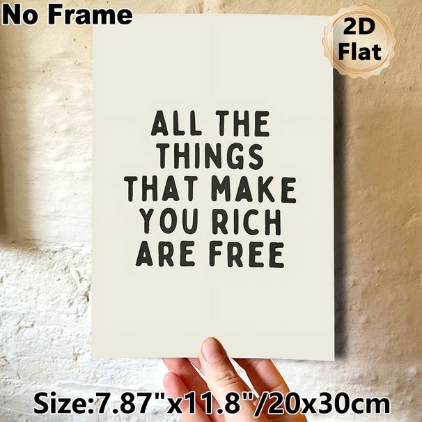 Inspirational Quote Painting Poster, Minimalist Typographic Poster, Uplifting "All The Things That Make You Rich Are Free" Message, Ideal For Living_maomaolike.com