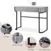39" Mirrored Makeup Vanity Table With Stainless Steel Base, Mirrored Console Dressing Table With 2 Drawers,Versatile Desk For Bedroom And Office, Gray_maomaolike.com