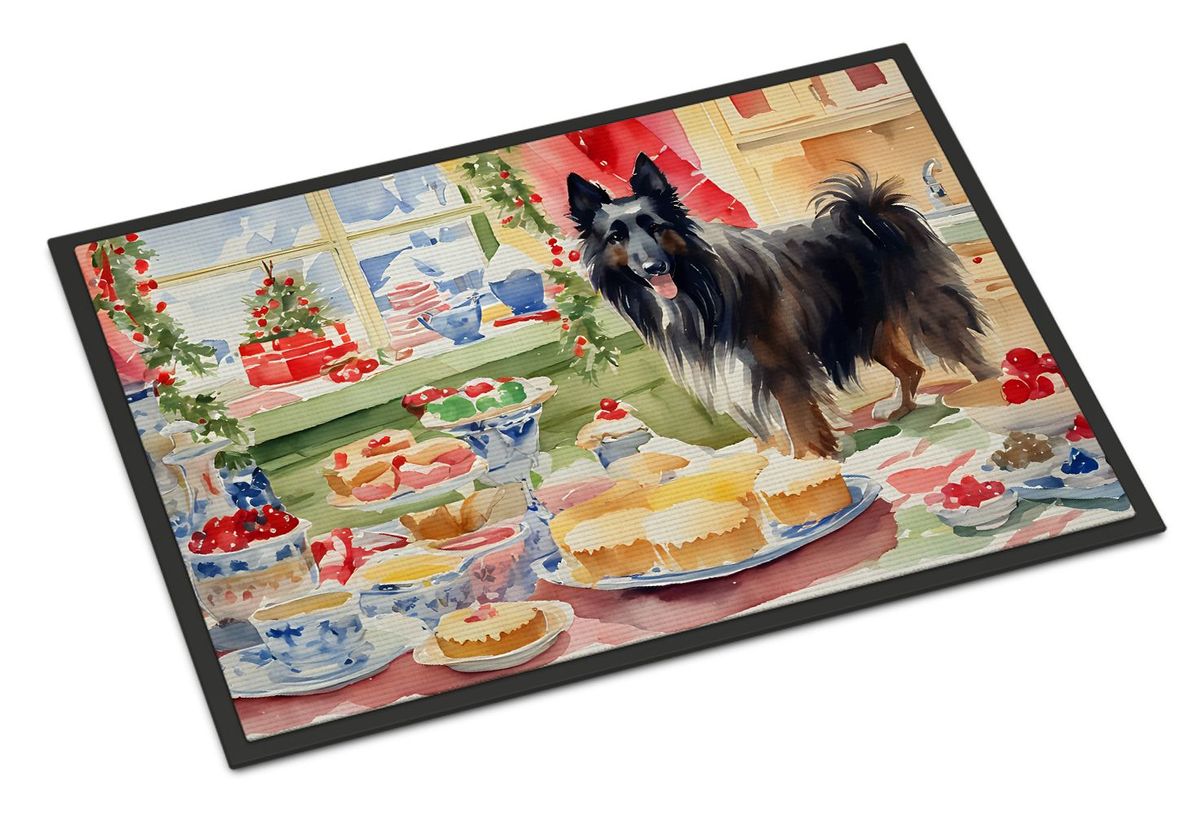 Belgian Sheepdog Christmas Cookies Doormat Front Door Mat Indoor Outdoor Rugs For Entryway, Non Slip Washable Low Pile, 24H X 36W_maomaolike.com