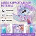Women Summer PVC Beach Bag Set, Transparent Waterproof Tote Bag With Makeup Pouch & Phone Pocket, 3Pcs Swimming Vacation Handbag Multiple Colors_maomaolike.com