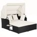 Patio Rattan Daybed With Retractable Canopy And Side Tables_maomaolike.com