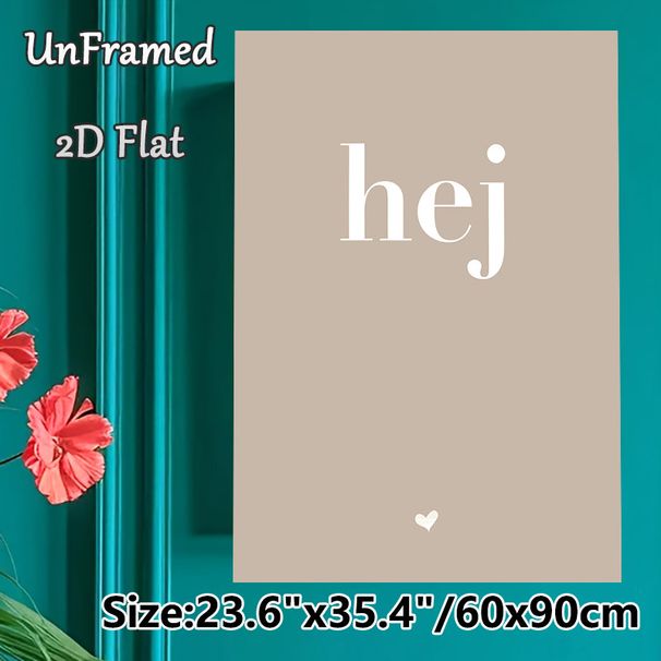 Hej Typography Painting Poster, Minimalist Neutral-toned Text Art Poster, Warm Gentle Decor Ideal For Living Room, Bedroom_maomaolike.com