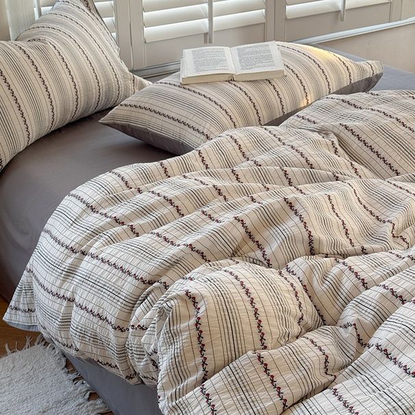Wholesale INS French Retro Floral Four-Piece Pastoral Style Pure Homestay Jacquard Washed Cotton 4-Piece Set_maomaolike.com