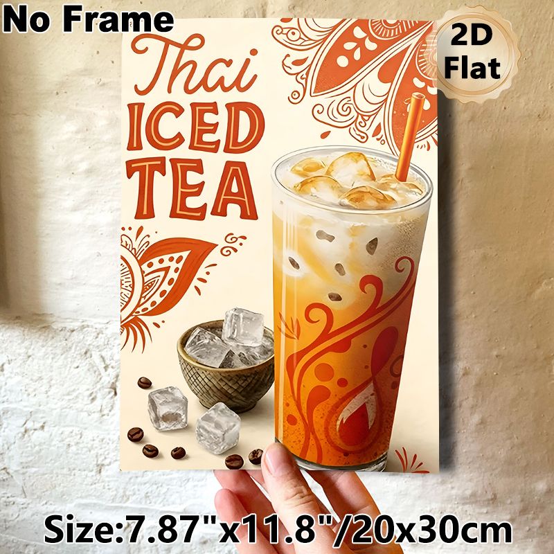 Thai Iced Tea Painting Poster, Warm-toned Bohemian Style Poster, Appealing Drink-themed Decor Ideal For Café, Kitchen And Dining Area_maomaolike.com