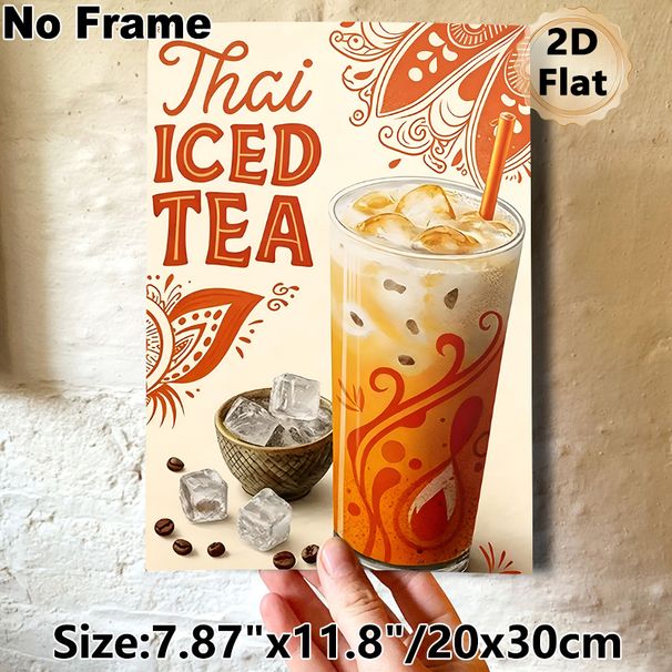 Thai Iced Tea Painting Poster, Warm-toned Bohemian Style Poster, Appealing Drink-themed Decor Ideal For Café, Kitchen And Dining Area_maomaolike.com