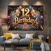 12th Birthday Party Banner - 2D Flat Polyester Backdrop With Balloons, Cake, Fireworks, Wall Hanging Photo Props, Party Decor_maomaolike.com