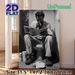 Man On Toilet Reading Newspaper Painting Poster, Monochrome Realistic Scene Poster, Witty Relatable Design Ideal For Bathroom Decor_maomaolike.com