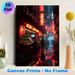 Cyberpunk Japanese Alleyway Painting Poster, Moody Neon-lit Nocturnal Street With Bar & Glowing Lanterns Poster, Atmospheric Urban Decor For Home_maomaolike.com