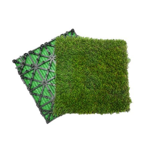 Artificial Grass Turf Tiles Interlocking Set Of 35pcs, Grass Tiles Self-draining For Pet Indoor/Outdoor Flooring Decor, 12x12in_maomaolike.com