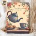 Tea & Floral Themed Painting Poster, Warm-toned Whimsical Teapot Pouring Tea With Pastries Poster, Cozy Tranquil Decor Ideal For Kitchen, Dining Area_maomaolike.com