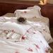 1 French Style 100S High-Count Four-Piece Set Romantic Rose Print Ruffled Edge Duvet Cover Pure Cotton For 1.8m Bed_maomaolike.com