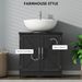 Farmhouse Pedestal Sink Storage Cabinet, Bathroom Sink Cabinet With 2 Barn Doors And Adjustable Shelf, Distressed Black_maomaolike.com