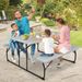 Indoor And Outdoor Folding Picnic Table Bench Set With Wood-like Texture_maomaolike.com