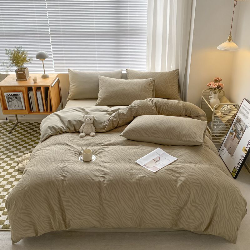New 60S Full Three-Layer Yarn Three-Dimensional Jacquard Four-Piece Set Pure Cotton Layer Gauze Double 1.8m Bed Sheet Quilt Cover_maomaolike.com