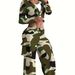 Women's Clothing fashion camouflage print casual sexy short tops casual pants suits _maomaolike.com