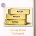 Butter Themed Painting Poster, Vintage Hand-drawn Stacked Butter Bars Poster, Warm-toned Retro Design, Ideal Decor For Kitchen And Dining Area_maomaolike.com