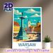 Warsaw Poland Cityscape Painting Poster, Vibrant Retro Illustration Poster, Showcases Iconic Square With Historic Architecture, Ideal For Home, Office_maomaolike.com
