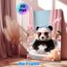Spa Panda Painting Poster, Cute Pastel-toned Whimsical Bubble Bath Scene Poster, Playful Relaxing Design Brings Cozy Ambiance, Ideal For Bathroom And_maomaolike.com