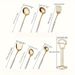 SUS 304 Kitchen Cooking Utensils Set, 7Pcs Kitchenware Sets With Hanging Shelf, Gold Cookware Utensils With Ceramic Handle, Heat Resistant_maomaolike.com