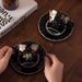 Light Luxury Ceramic Coffee Cup Set, Niche Retro High Footed Coffee Cup Plate, High Appearance Afternoon Tea Cup Gift Box Set_maomaolike.com