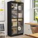 Display Cabinet With Glass Doors, Tall Storage Cabinet With 3 Color Lights, Curio Display Case With 4-Tier Storage Shelves And Drawer For Collectibles, Living Room, Home Office_maomaolike.com