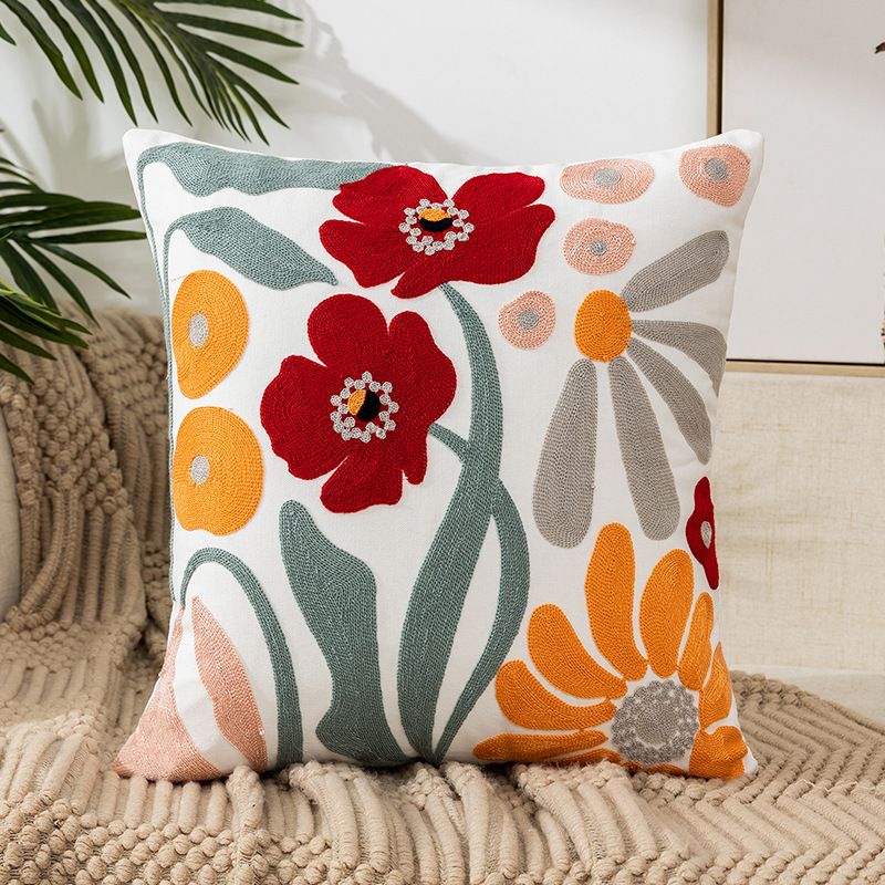 Embroidered Cushion Cover 45x45 Farmhouse Decorative Pillows For Living Room Sofa Couch Office Pillow Cases Home Decor_maomaolike.com
