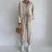 Women's Clothing new casual suit solid color lapel long-sleeved shirt top harem pants two-piece suit_maomaolike.com