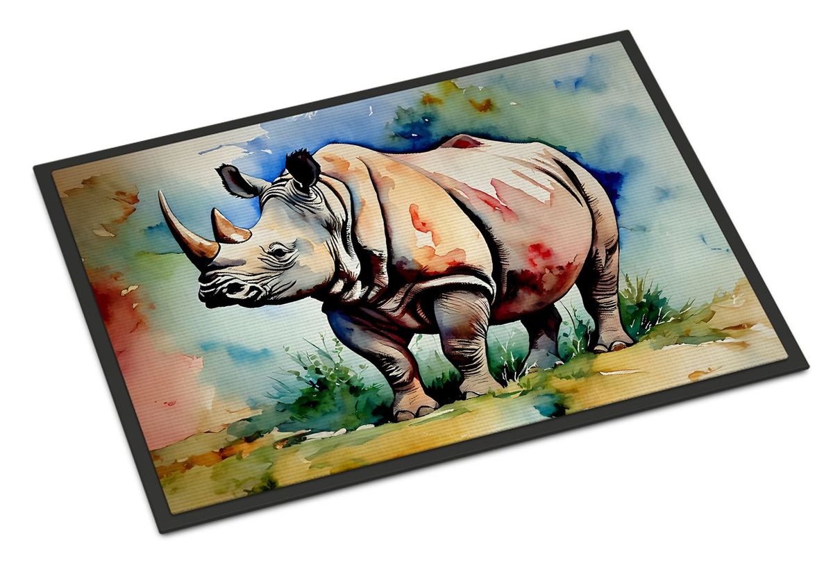 Rhinoceros Doormat Front Door Mat Indoor Outdoor Rugs For Entryway, Non Slip Washable Low Pile, 24H X 36W_maomaolike.com