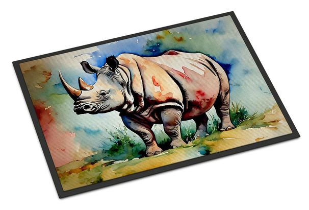 Rhinoceros Doormat Front Door Mat Indoor Outdoor Rugs For Entryway, Non Slip Washable Low Pile, 24H X 36W_maomaolike.com