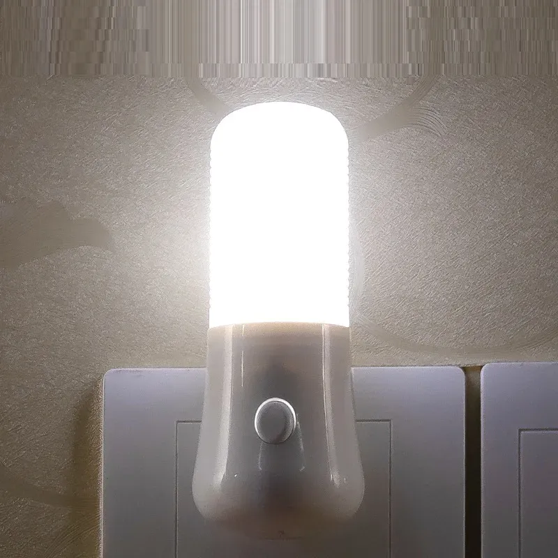 LED Light White EU /USPush Button Switch Wall Socket Bedroom Bedside Lamp Baby Room Corridor Home Decor Night Lights_maomaolike.com
