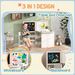 3 In 1 Kids Table And Chair Set With Storage, Whiteboard, Blackboard & Roll Paper For 3-8 Years, White_maomaolike.com