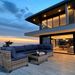 7-Piece Outdoor Patio Furniture Sets, All-Weather Wicker Rattan Sectional Sofa, Modern One Glass Coffee Table And Washable Seat Cushion (Gray+Blue)_maomaolike.com