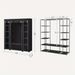 1pc Freestanding Clothes Rack With NonPortable Wardrobe Closet, -Woven Dust Cover, 12 Compartments Storage Organizer, 59 X 17.7 X 69 Inches, Black, For Bedroom And Home Organization_maomaolike.com